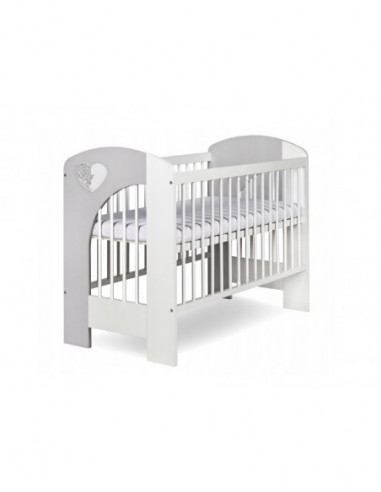 Patut lemn copii Klups Nel Heart Alb Gri