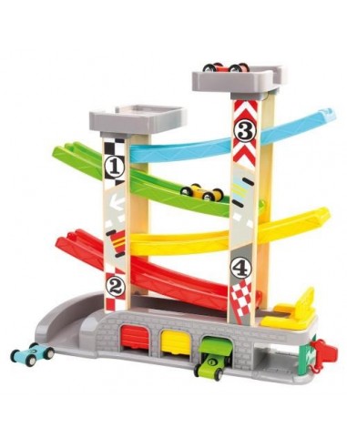 Pista de Curse din Lemn cu 4 Masinute
