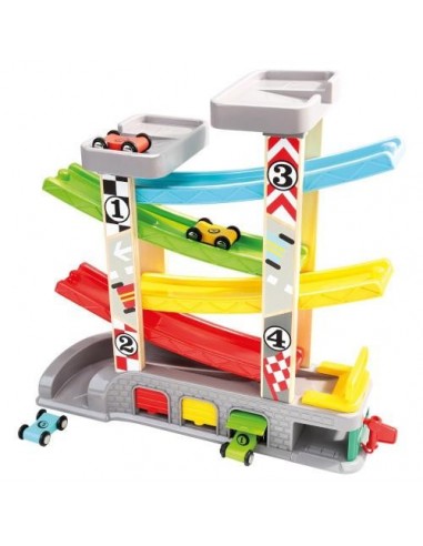 Pista de Curse din Lemn cu 4 Masinute