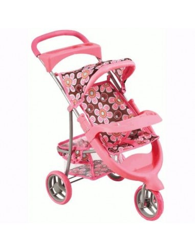 Carucior Roz pentru Papusi cu 3 Roti